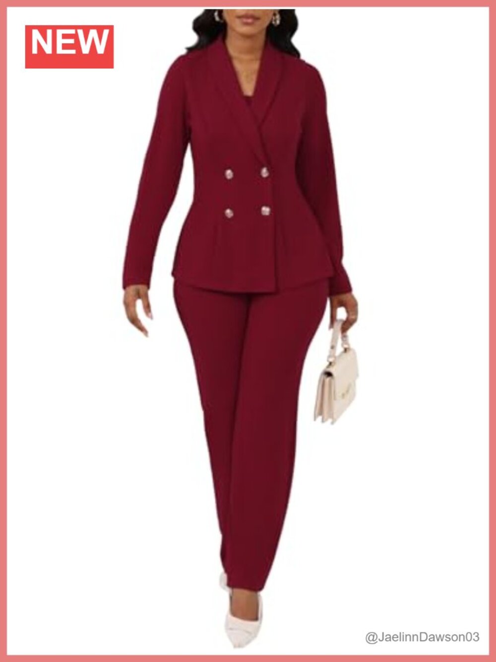 3 Piece Pant Suit Set Blazer Long Sleeve Business Outfit